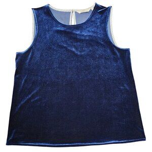 Vineyard Vines Womens Navy Blue Velvet Sleeveless Loose Fit Top Size S